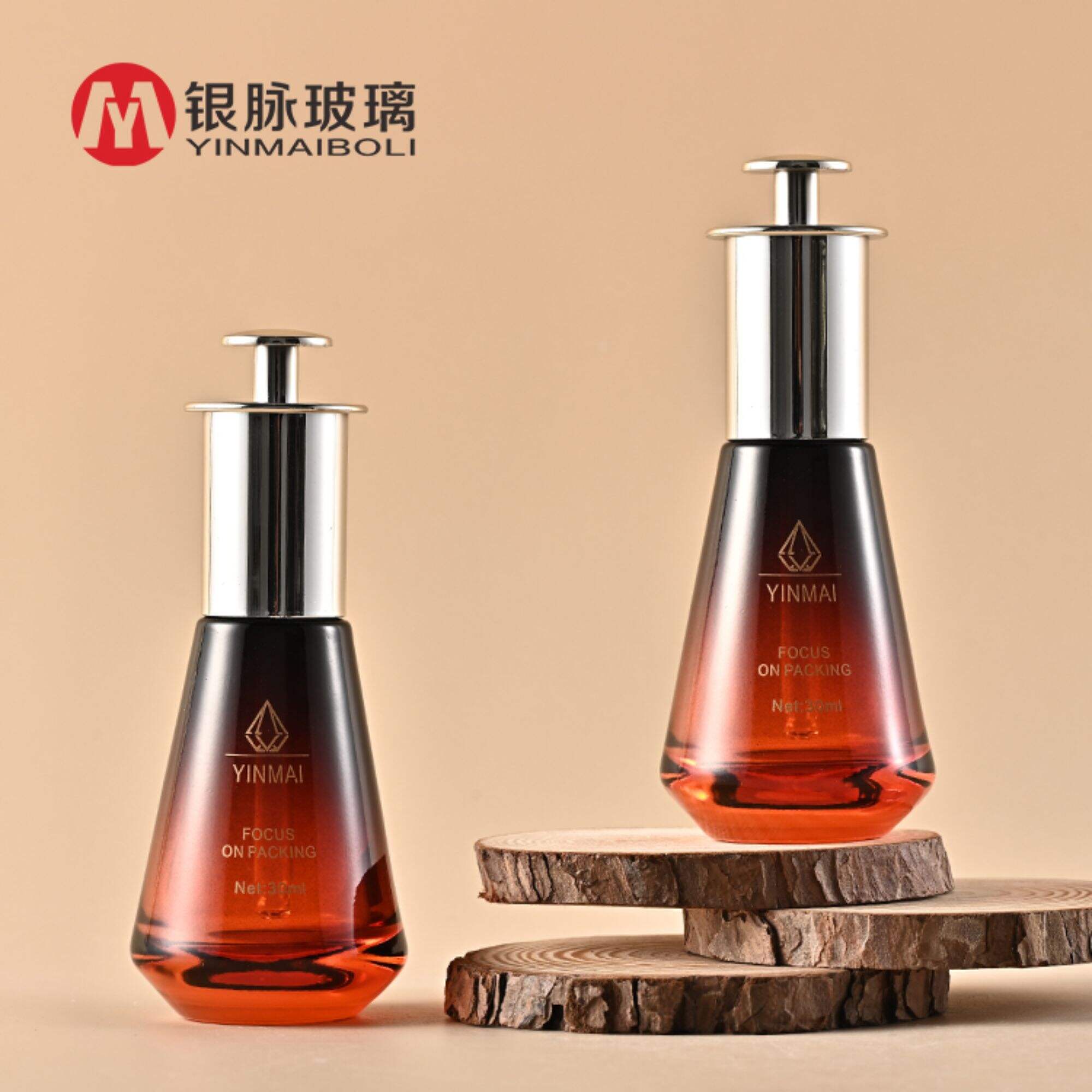 Wholesale 1oz Press Button Shoulder Glass cone Dropper Bottle oil bottles for hair glass 1oz dropper bottle 30ml