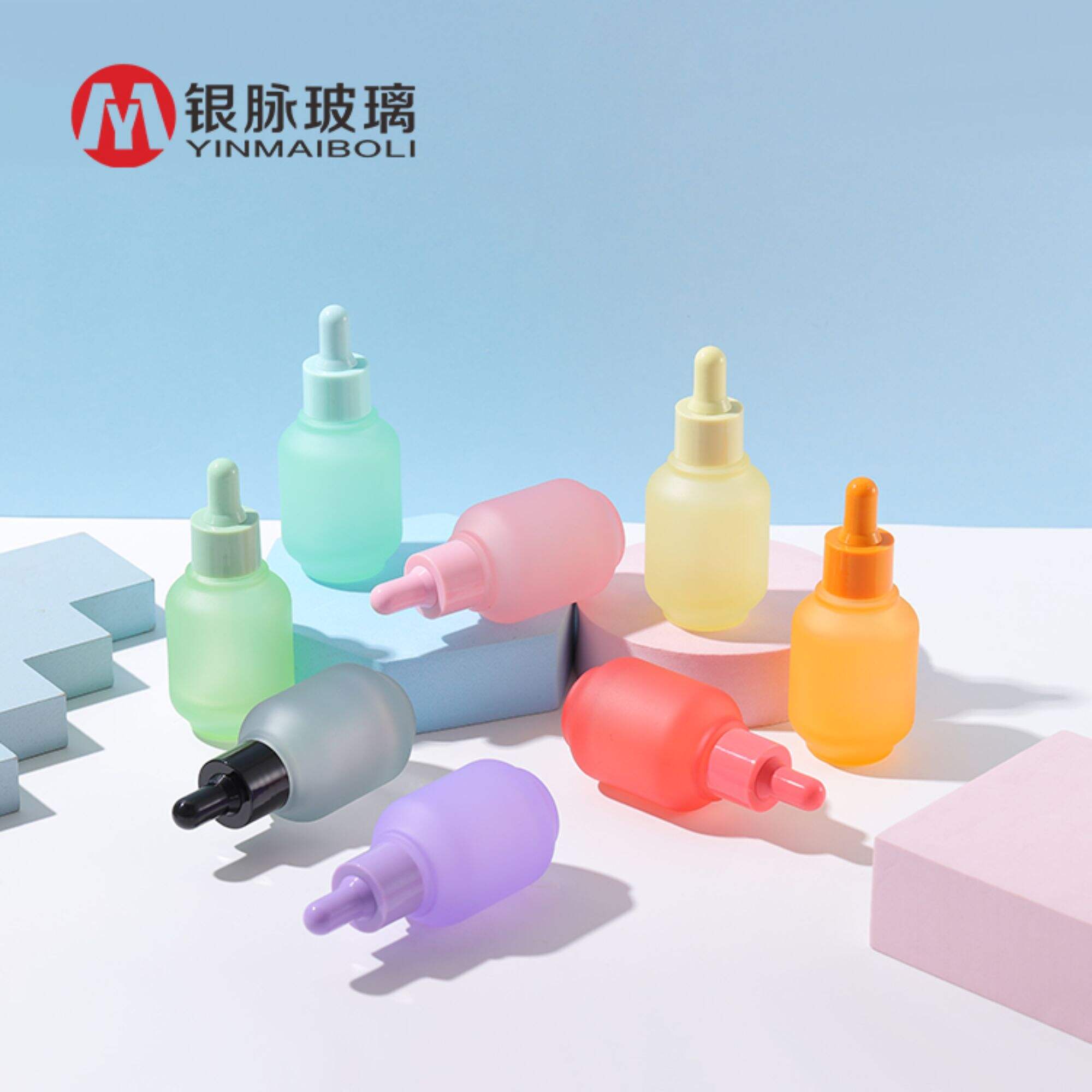 Hot sale serum dropper bottle 30ml round color frosted glass cuticle oil dropper empty bottle for skincare