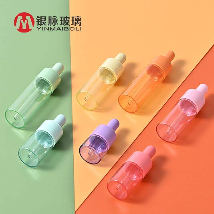 Custom 5 10 15 20ml Serum Cosmetic Packaging Transparent Flat Shoulder Empty Repair Essential Oil Glass Dropper Bottle