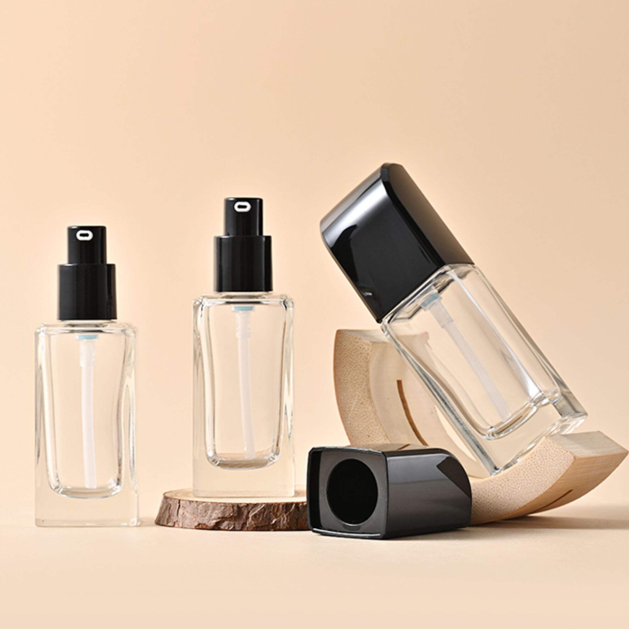 30ml bb cream makeup cosmetic press pump bottle packaging straight sided empty liquid cream foundation glass bottles