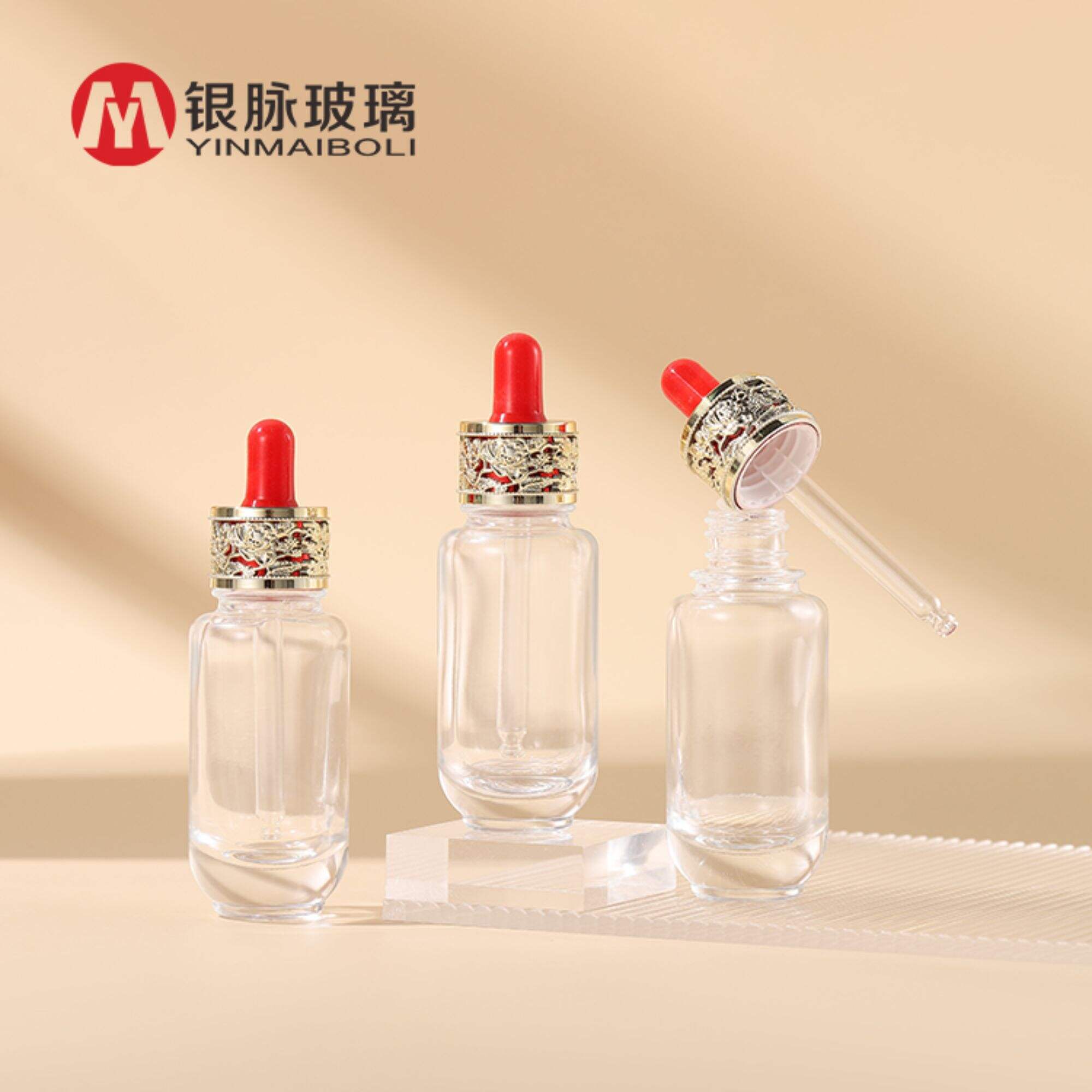 Custom Luxury Thick Bottom 30ml Serum Bottle 1oz Essential Oil Glass Thick Dropper Bottle transparent Cosmetic Glass Bottle