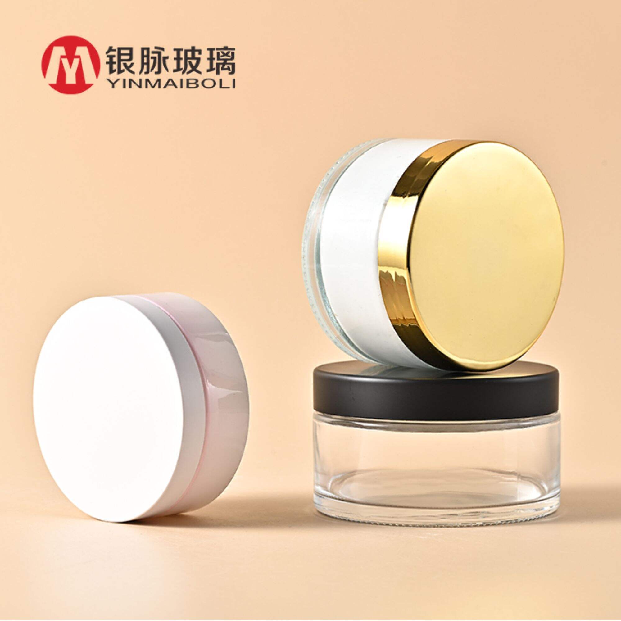 Glass Jar Cream Bottle 100g 200g 250g Empty round Glass Containers Wide Mouth Cosmetic Jars