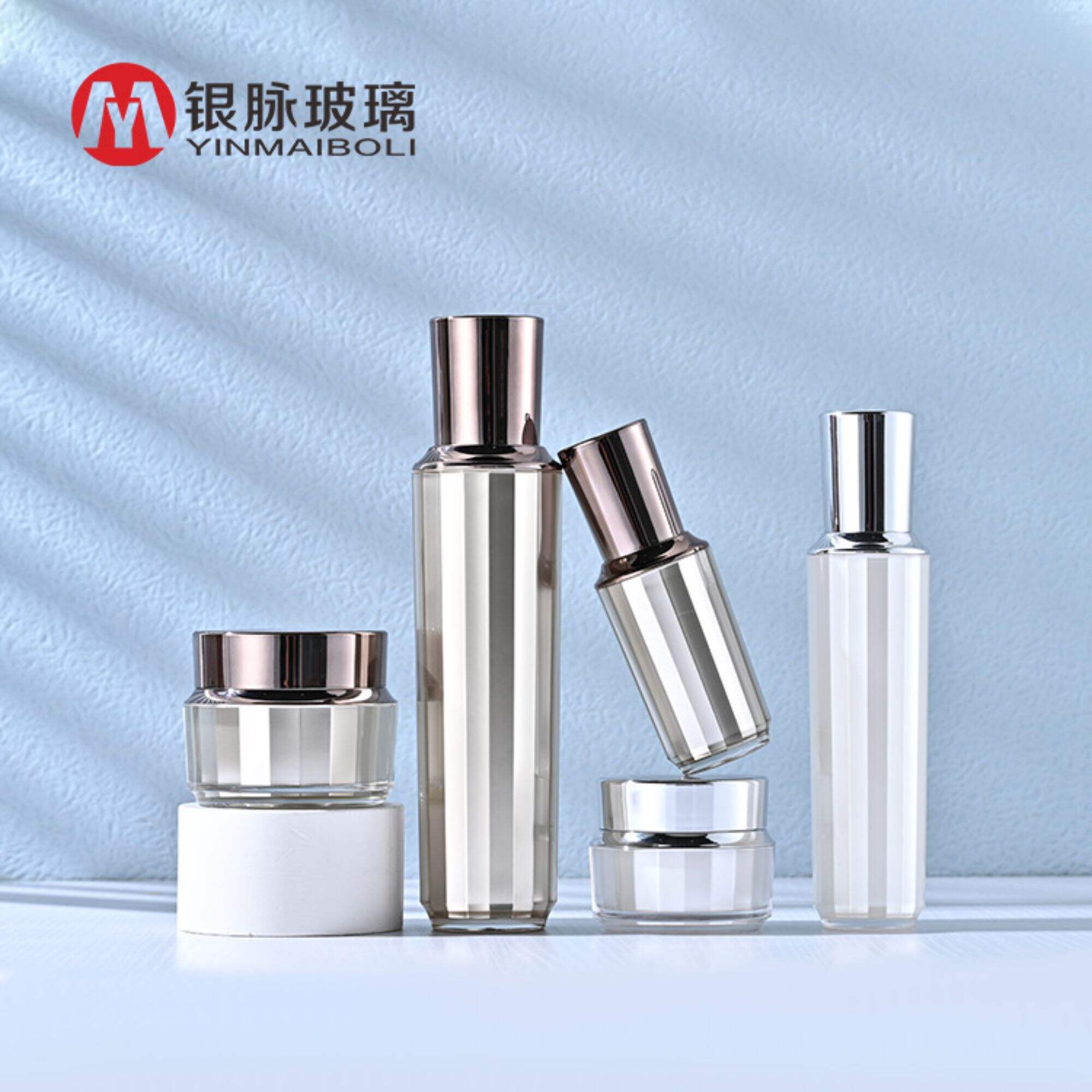 Cosmetics Packaging Sets Acrylic Jar and Plastic Bottle Custom Clear polygon body with lids for cream skin care products