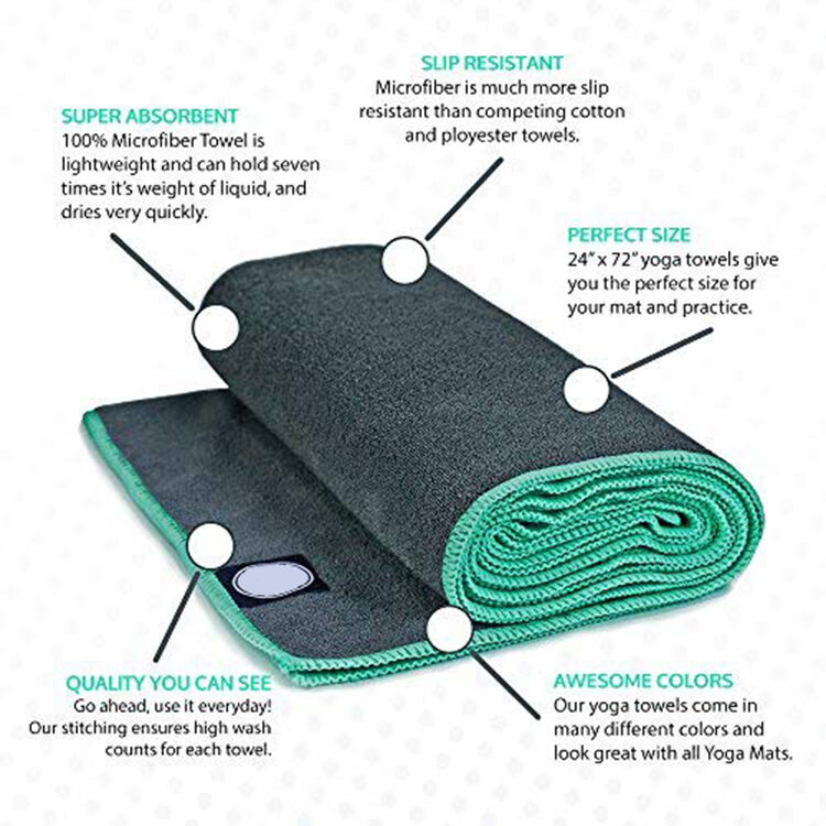 Custom Logo Non Slip Hot Yoga Mat Towel With Corner Pocket factory