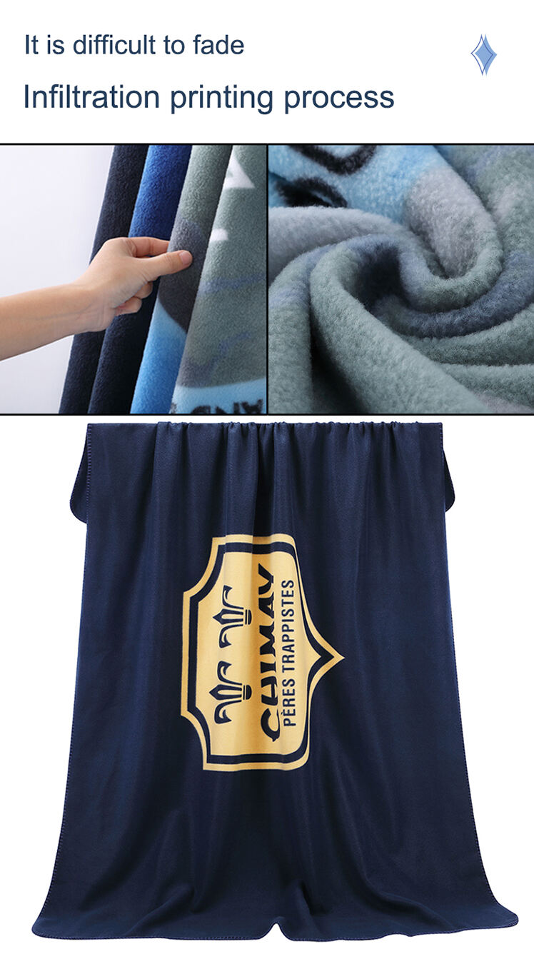 High Quality Custom With Logo 100% Polyester Gift Polar Fleece Blanket details