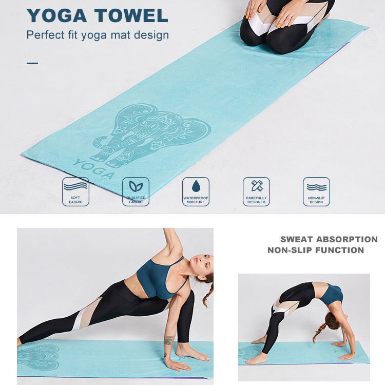 Custom Print Lightweight Non-Slip Microfiber Yoga Mat Towel manufacture