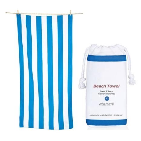 Stripe Microfibre Beach Towel With Mesh Bag