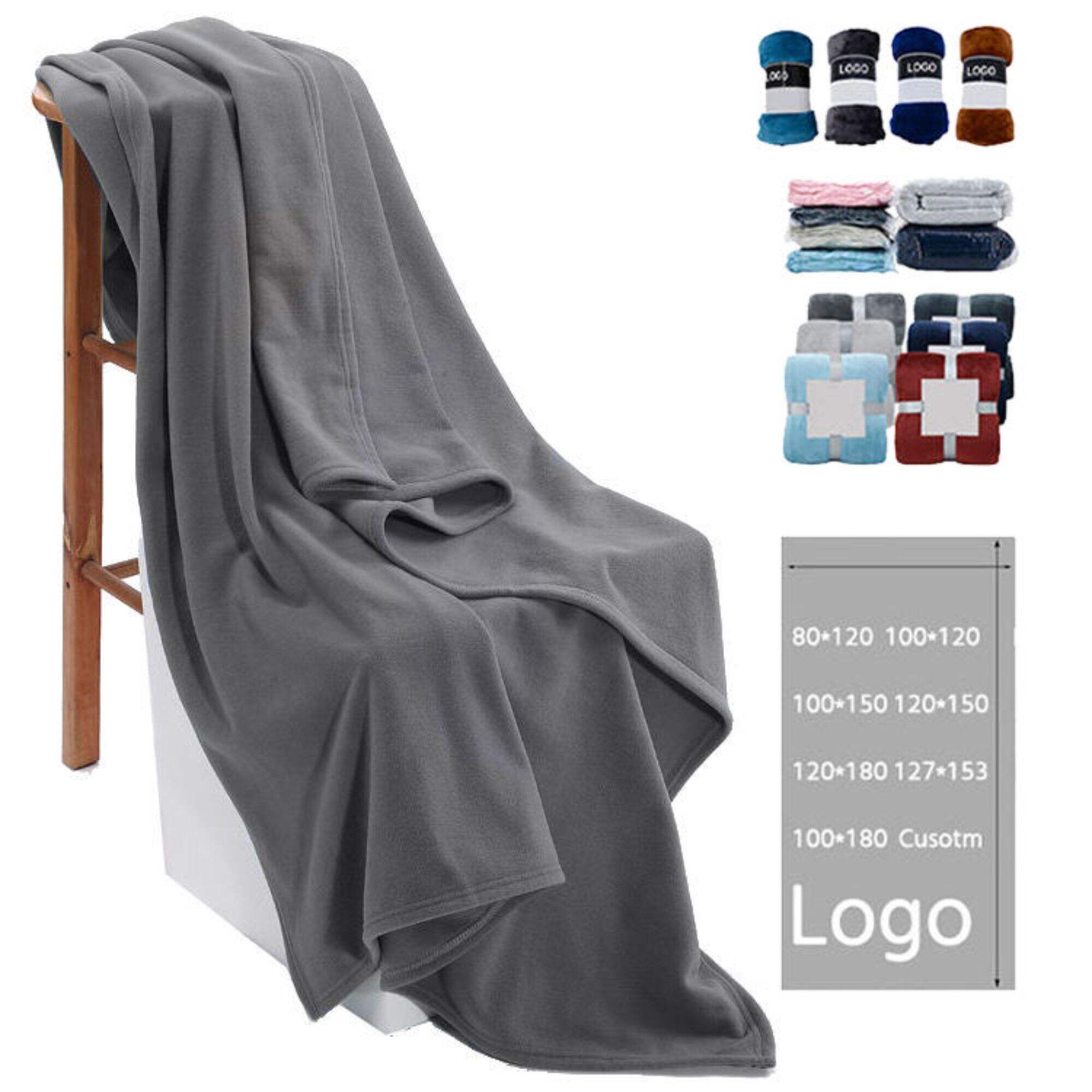 Custom Embroidery 100% Polyester Portable Polar Fleece Blanket