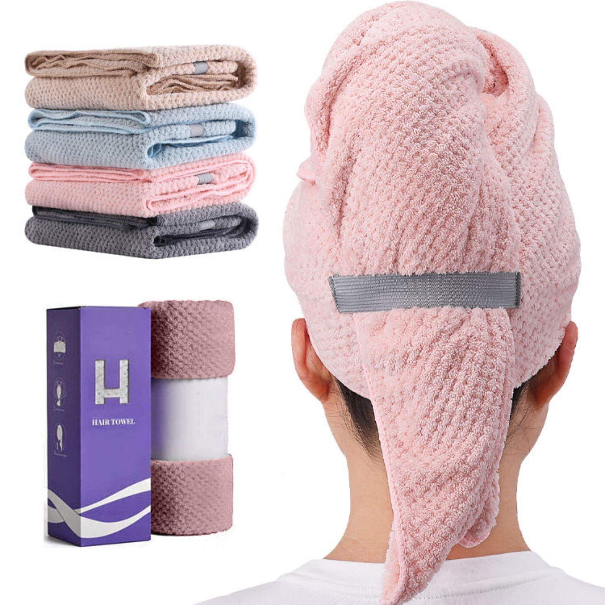 Des serviettes en microfibre pour cheveux en gaufre, en turban et en papier