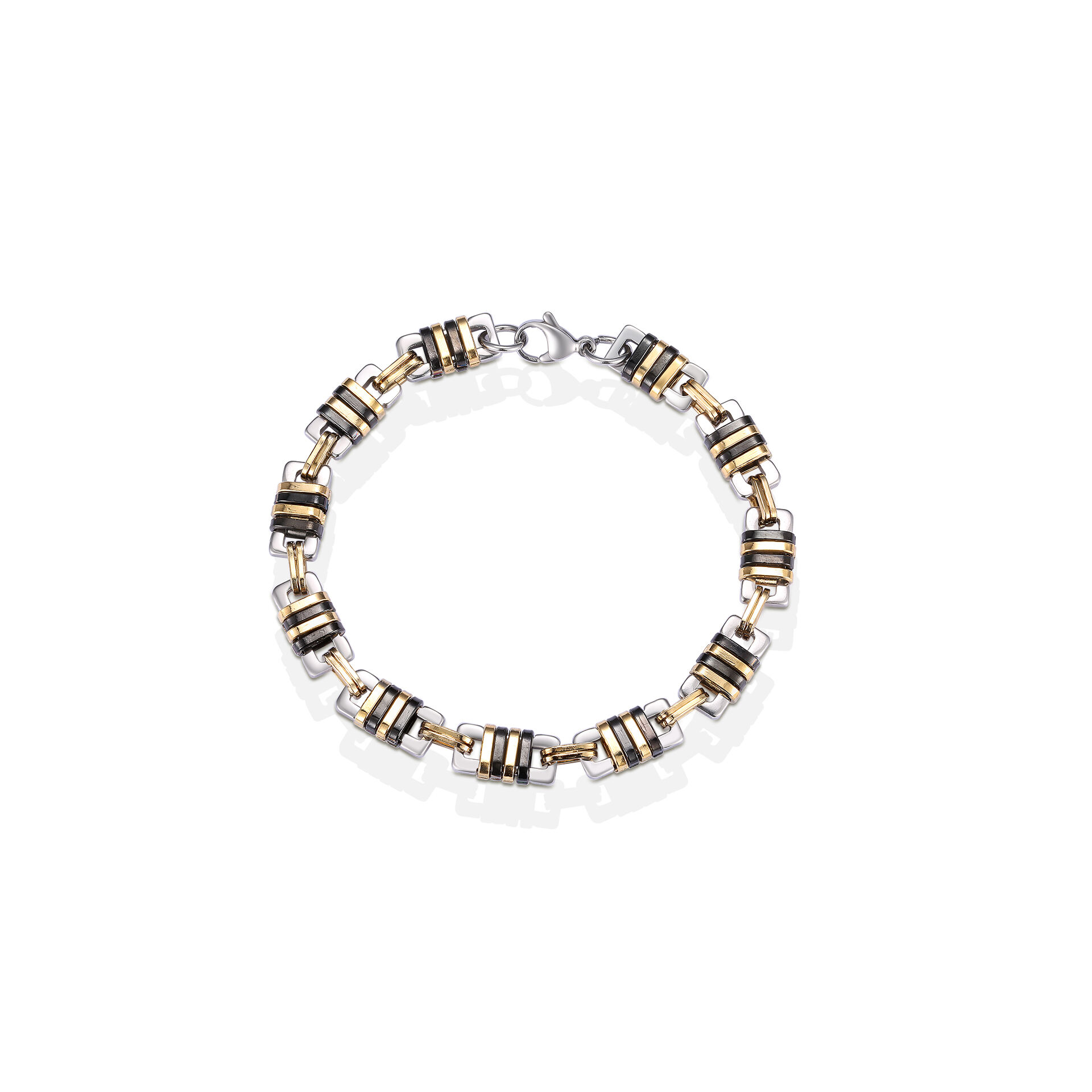 Black and gold lock chain design men's bracelet