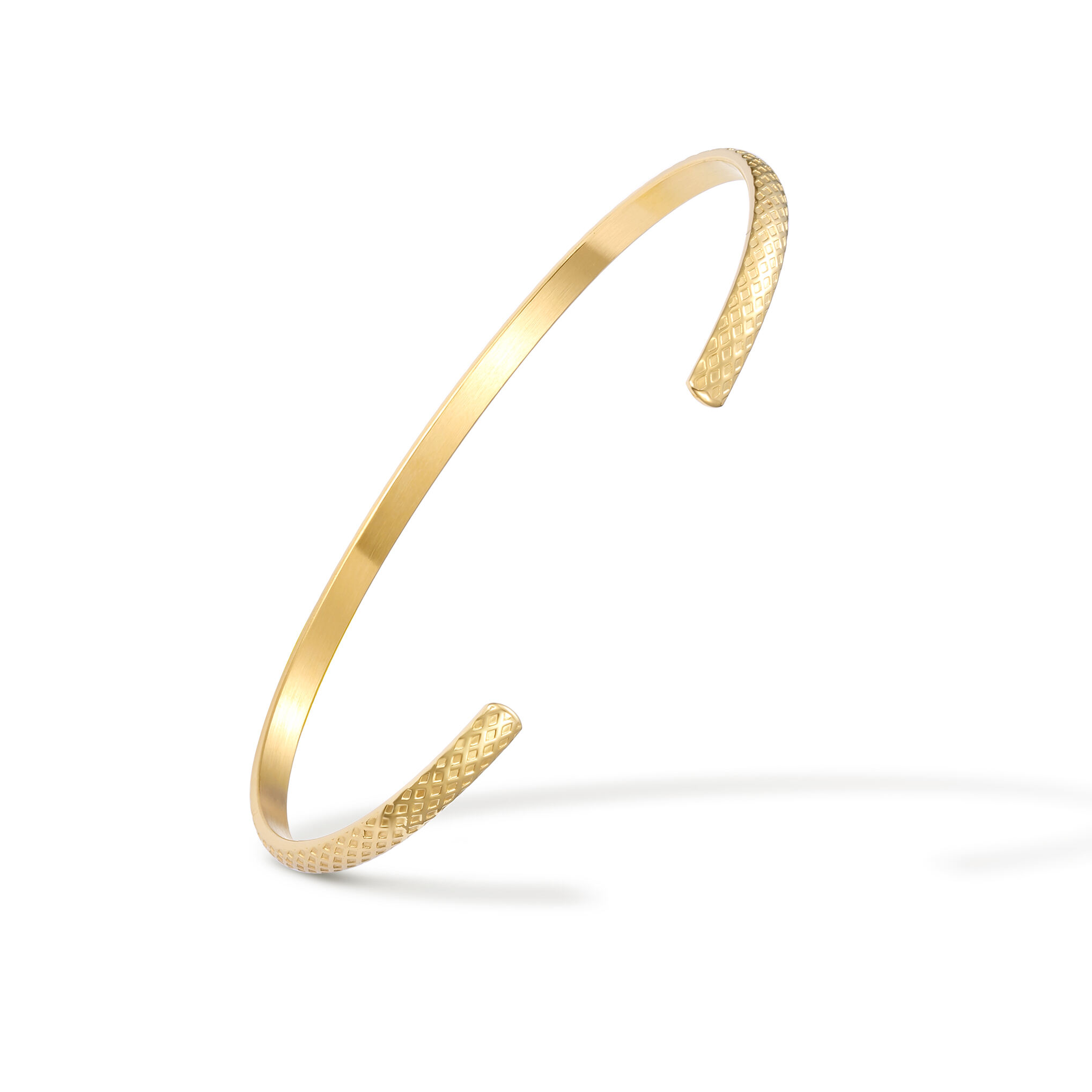 Net pattern 18k gold plated stainless steel cuff bangle