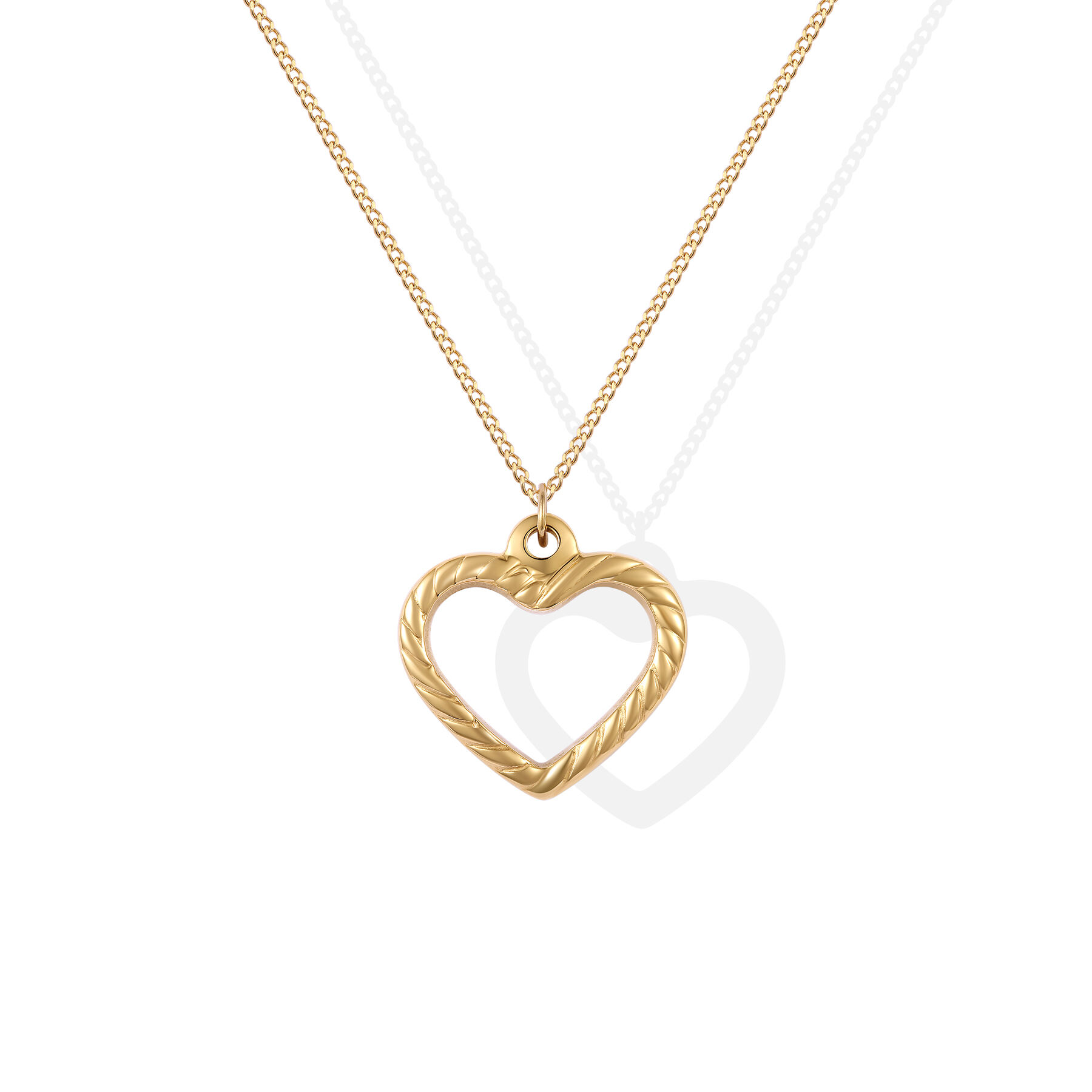 Simple design heart shape stainless steel pendant with 18k gold plating