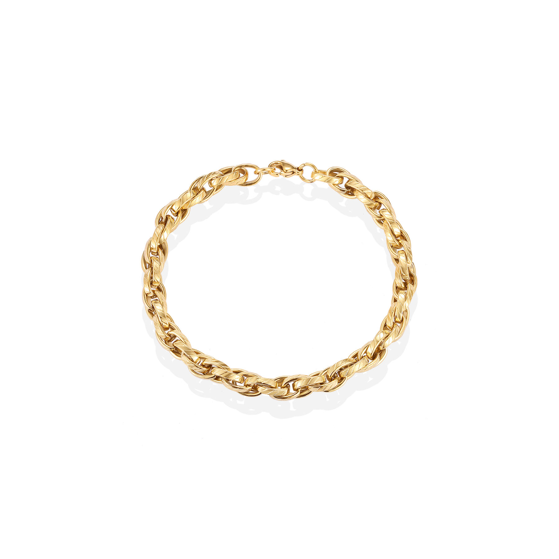 Multi-layer Twill oval shape chain bracelet with 18k gold plating