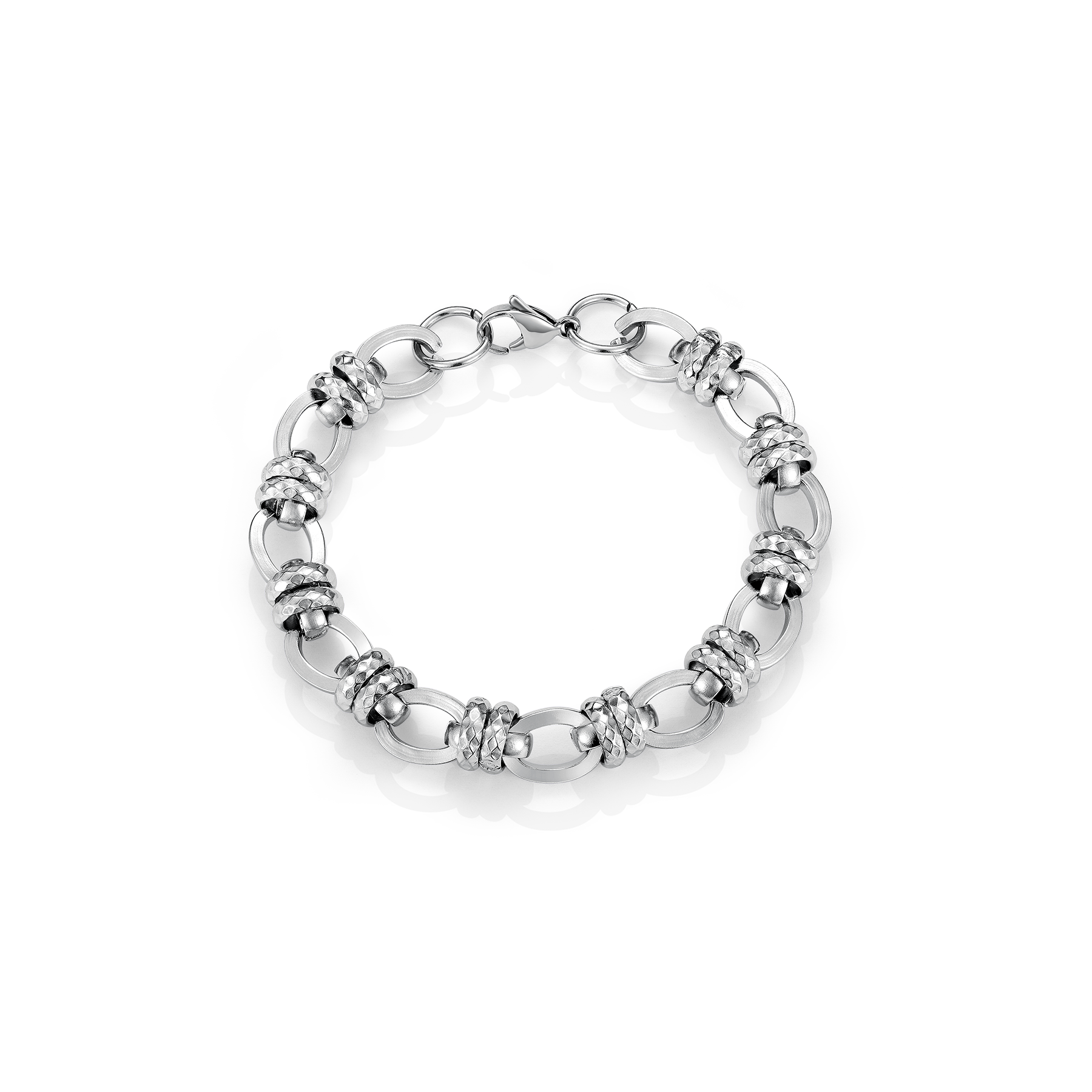 Silver rhombille cut ring design chain bracelet for women
