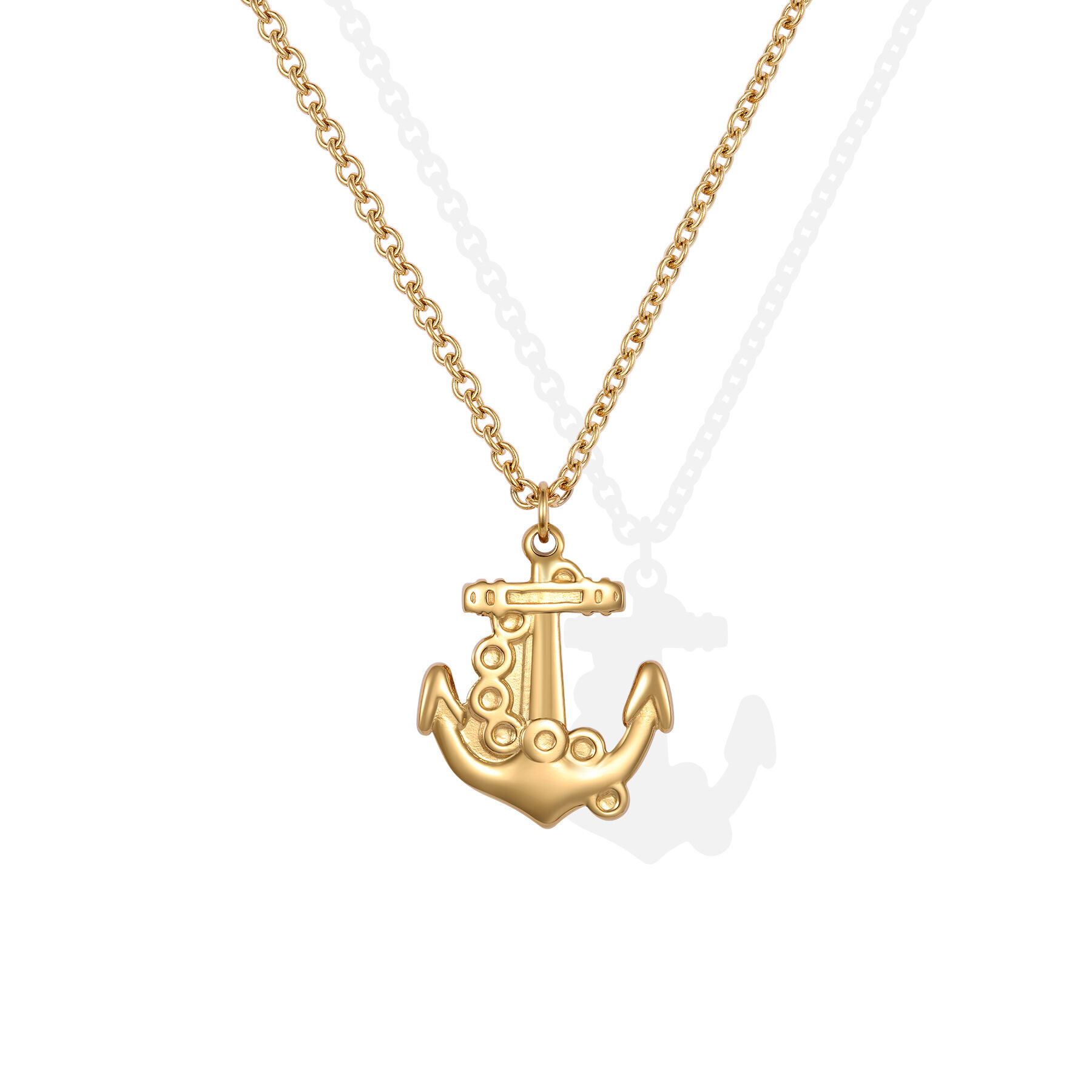18k gold plating stainless steel anchor mens pendant