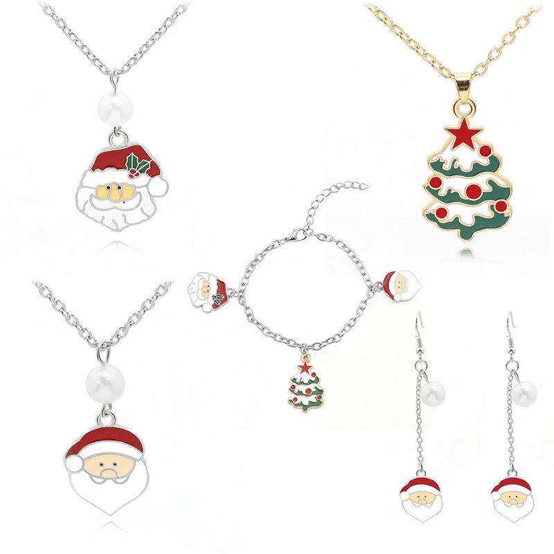 2021 Jewellery Christmas Santa Claus Christmas Tree Necklace Bracelet Set