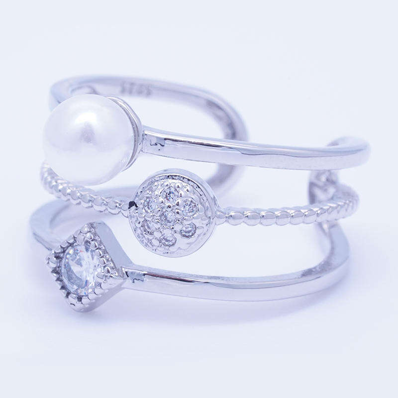 Three layer fashion design pearl ring for women