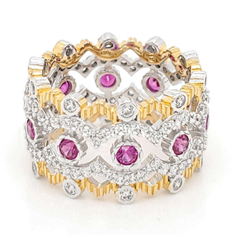 Royal crown shaped ring with pink gemstone