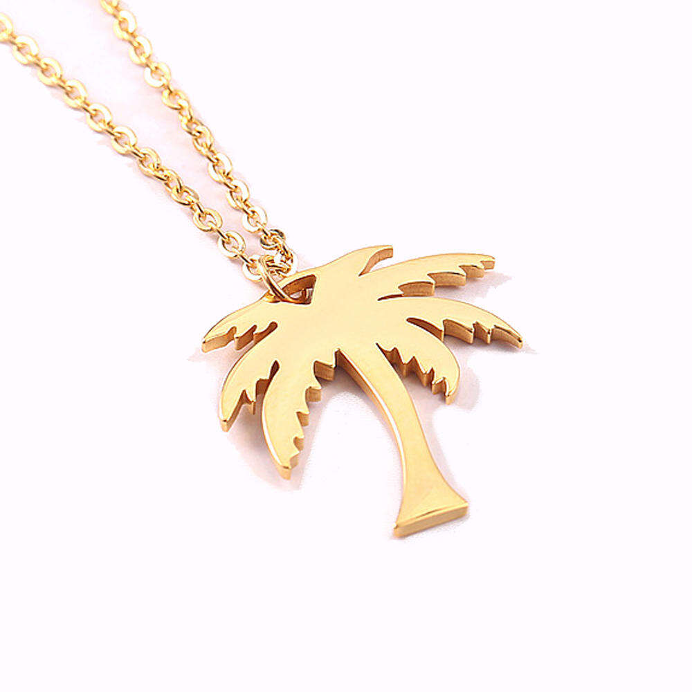 Summer Style Gold Plated Choker Necklaces For Women With Coconut Tree Pendant