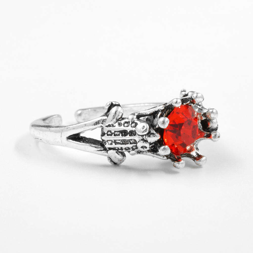 Fantastic Story Design Frog Ring With Ruby Color Zircon Inlay