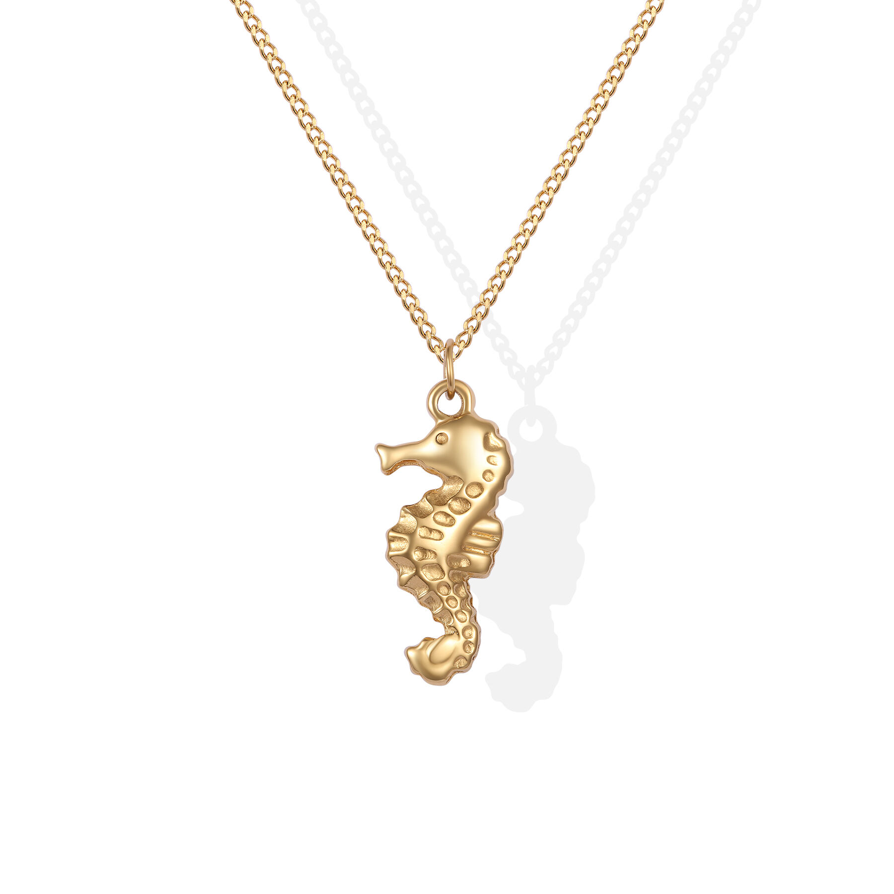 Fashion design 18k gold plated casting seahorse pendant necklace