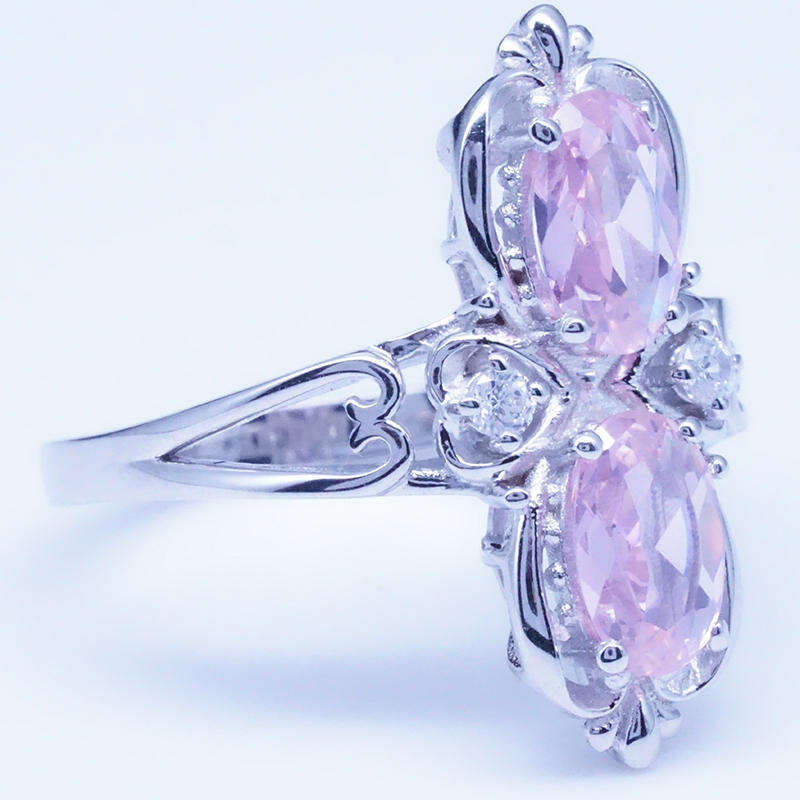 Trend custom double pineapple design pink gemstone ring for women