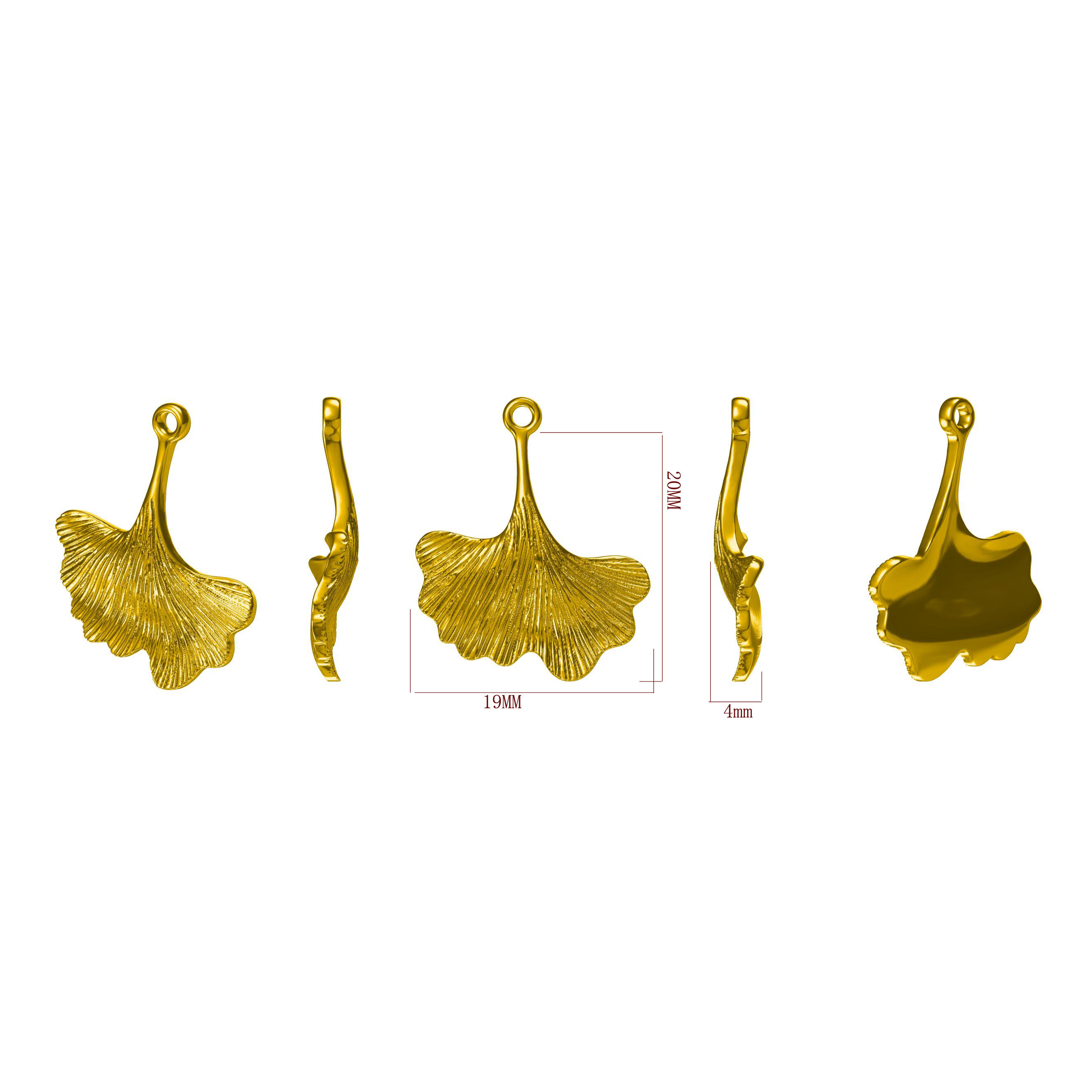 Ginkgo leaf pendant necklace with 18k gold plating
