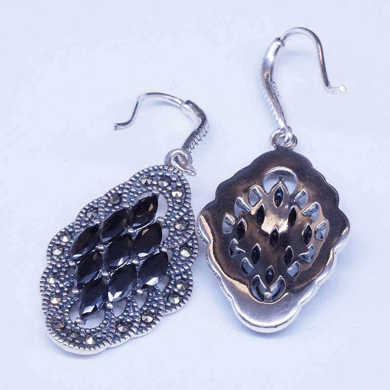 Fashion Metal Bead Hollow out antique silver earrings for women