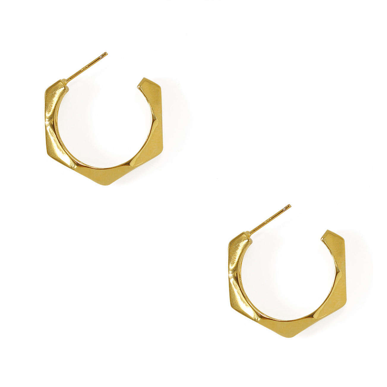 2021 New Trendy Faceted brass Earring Polished Rhombus Hoop Earring Dainty Jewelry for Women