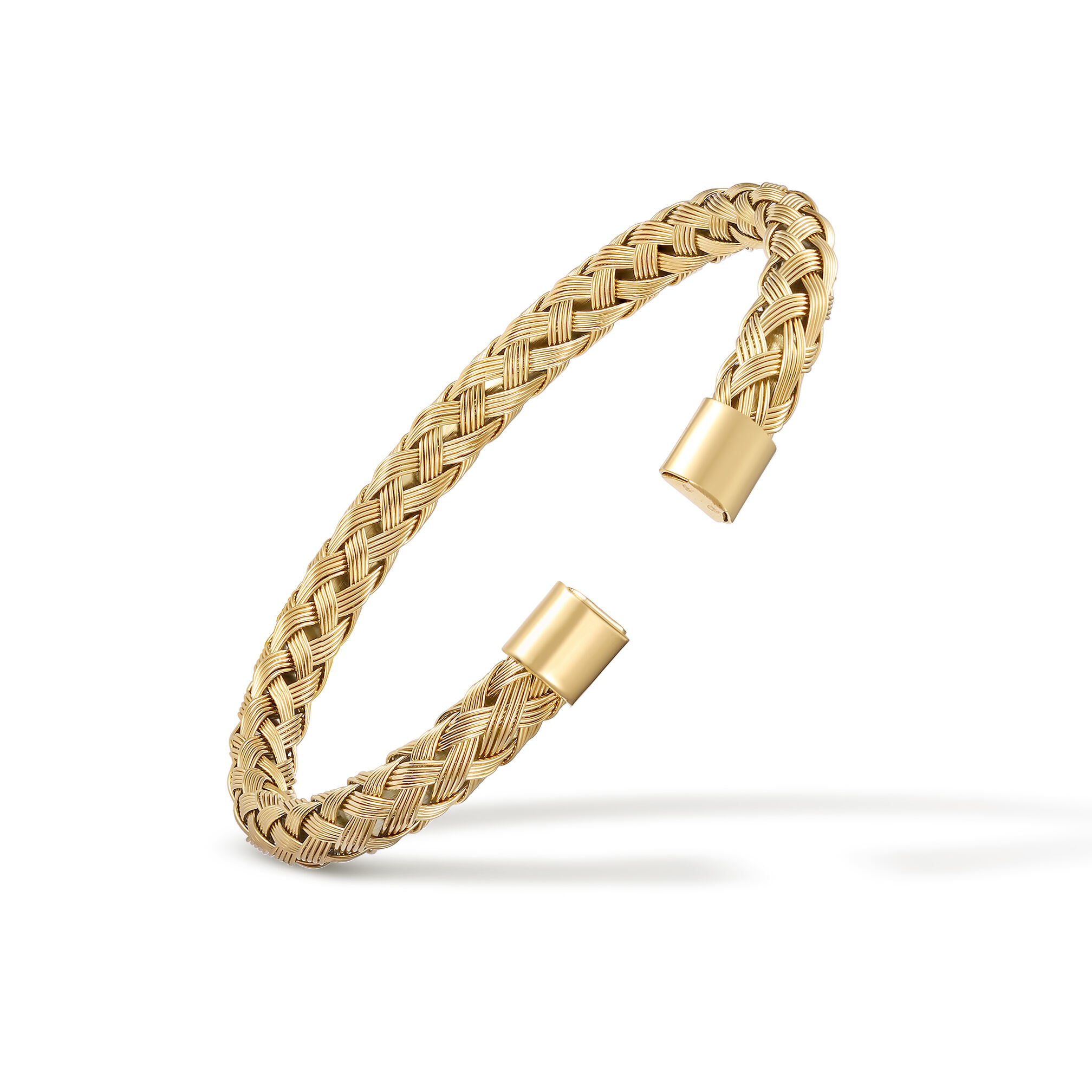 Elegant 18k Gold Plated Slim Wire Braided Stainless Steel Bracelet