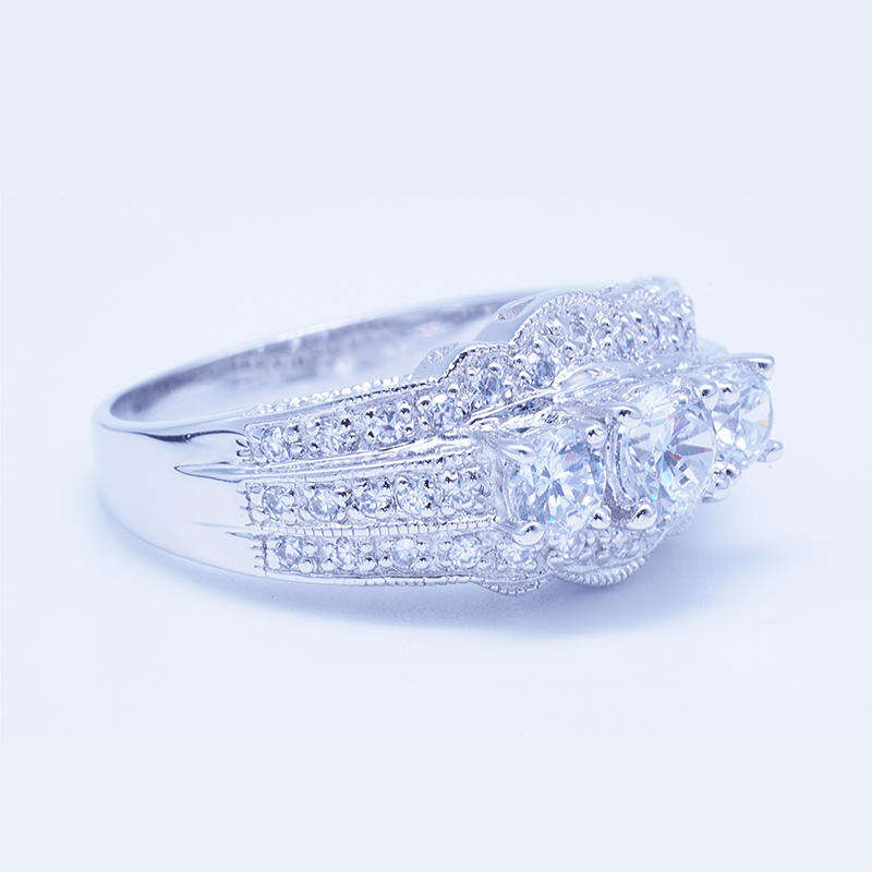 Classic design three gemstone Ring Jewelry Engagement Ring