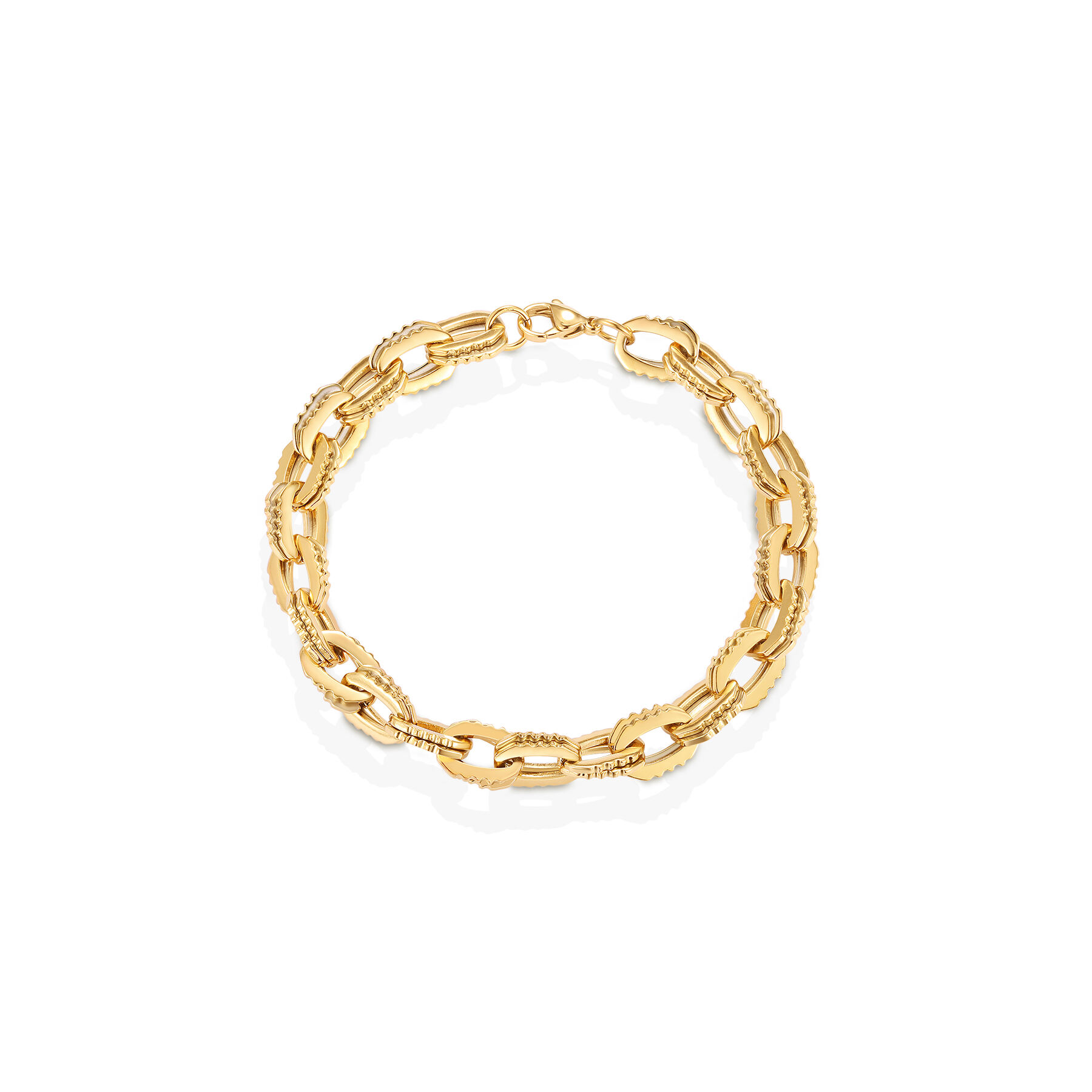 Special design men's serrated chain bracelet with 18k gold plating
