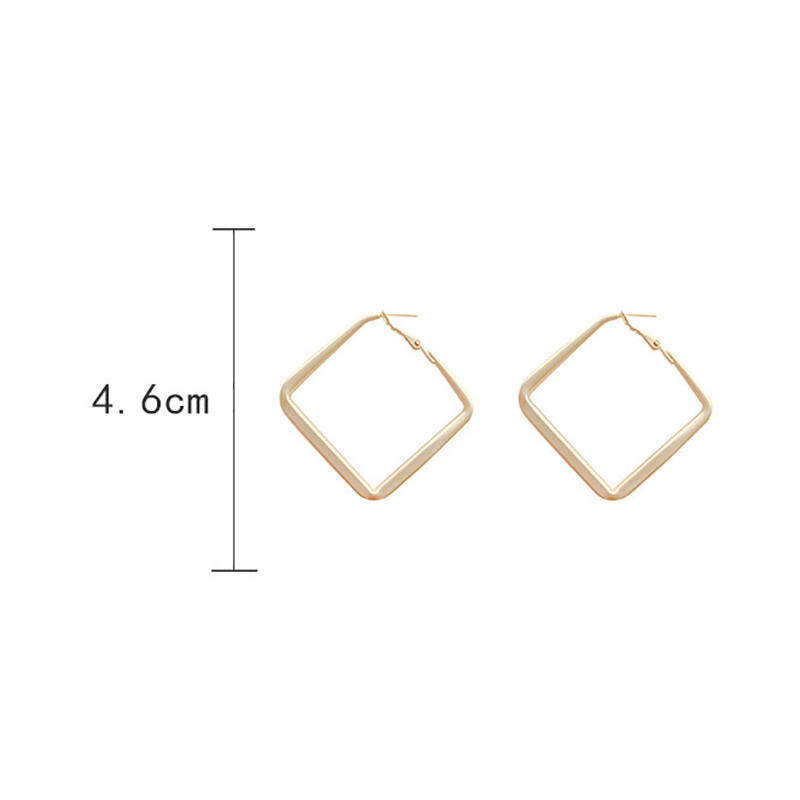 Custom Earring Wholesale Manufacturer-Big Square Hoop Lady Large Geometric Hollow Statement Charms Earrings