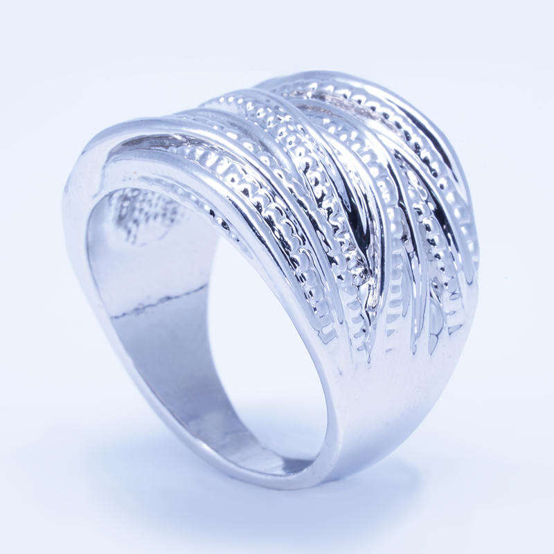 Multi-layer ring white gold plated silver ring