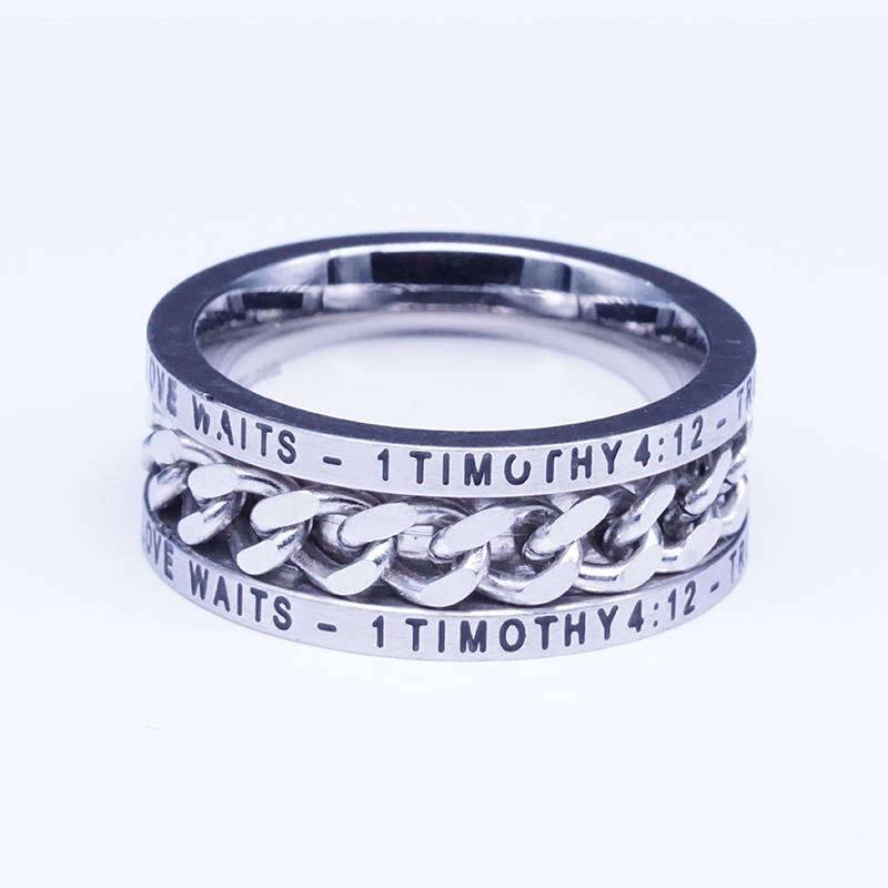 Beyaly Jewelry | Cool design stainless steel curb chain ring with statement engrave