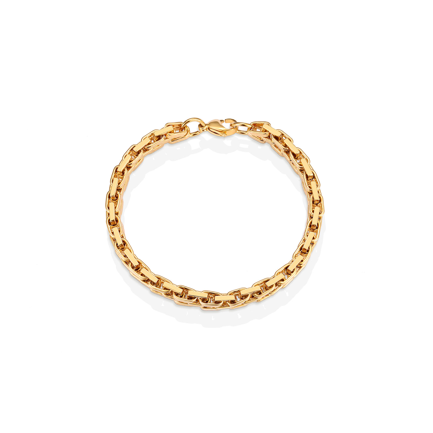 Multi square link chain mens bracelet with 18k gold plating