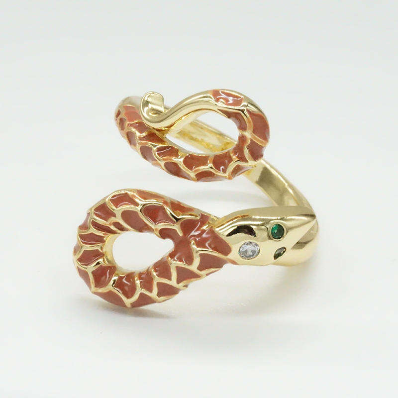 Fashion design colorful glue craft snake ring