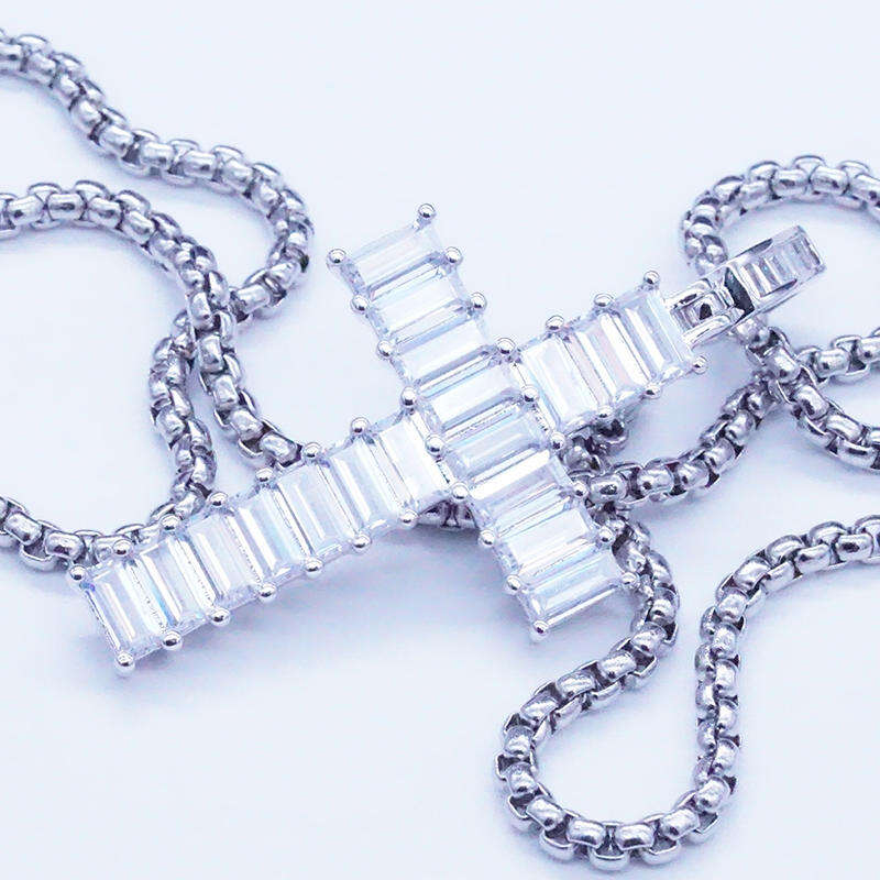 Clear shiny ice out cross pendant