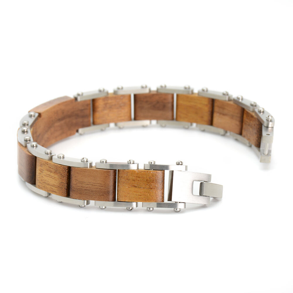 Wholesale bracelets China women luxury natural wood and stainless steel bracelet manufacture