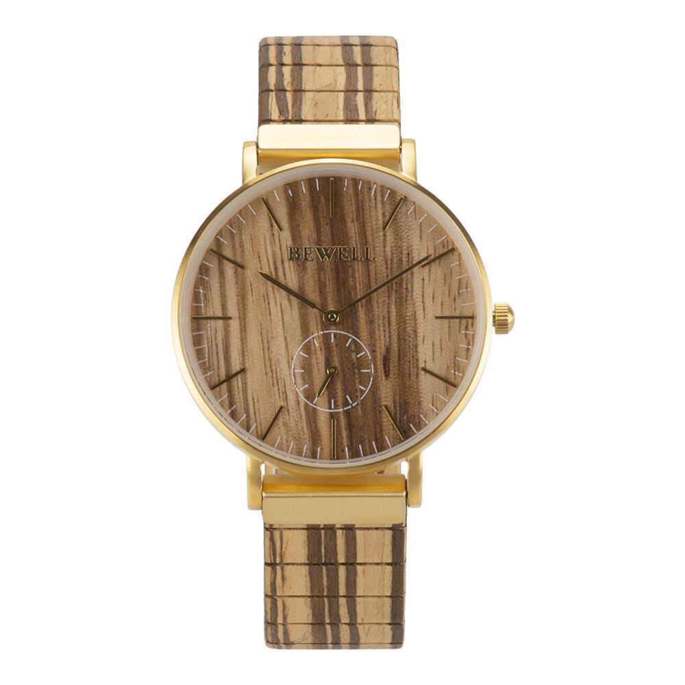 100% natural wood handcrafted wrist watch strap leather wood wristwatch with chronograph movement leather band watch manufacture