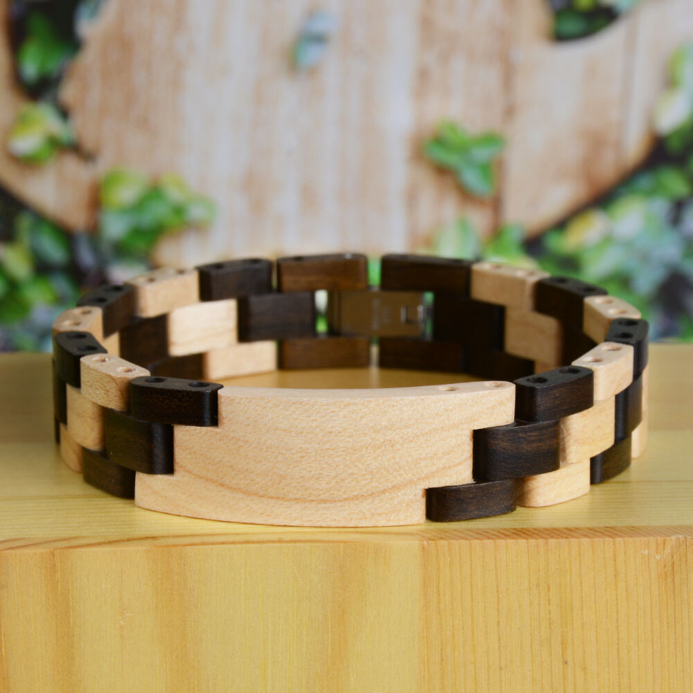 2021 Fashion wooden bracelets wood with stainless steel natural and eco-friendly white label dropshipping manufacture