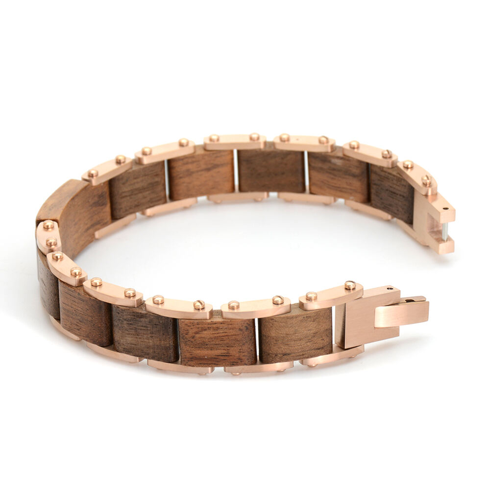 Wholesale bracelets China women luxury natural wood and stainless steel bracelet manufacture