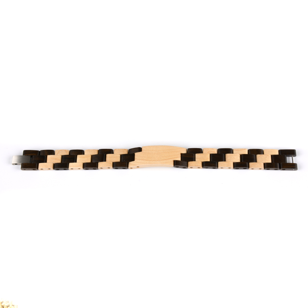 2021 Fashion wooden bracelets wood with stainless steel natural and eco-friendly white label dropshipping details