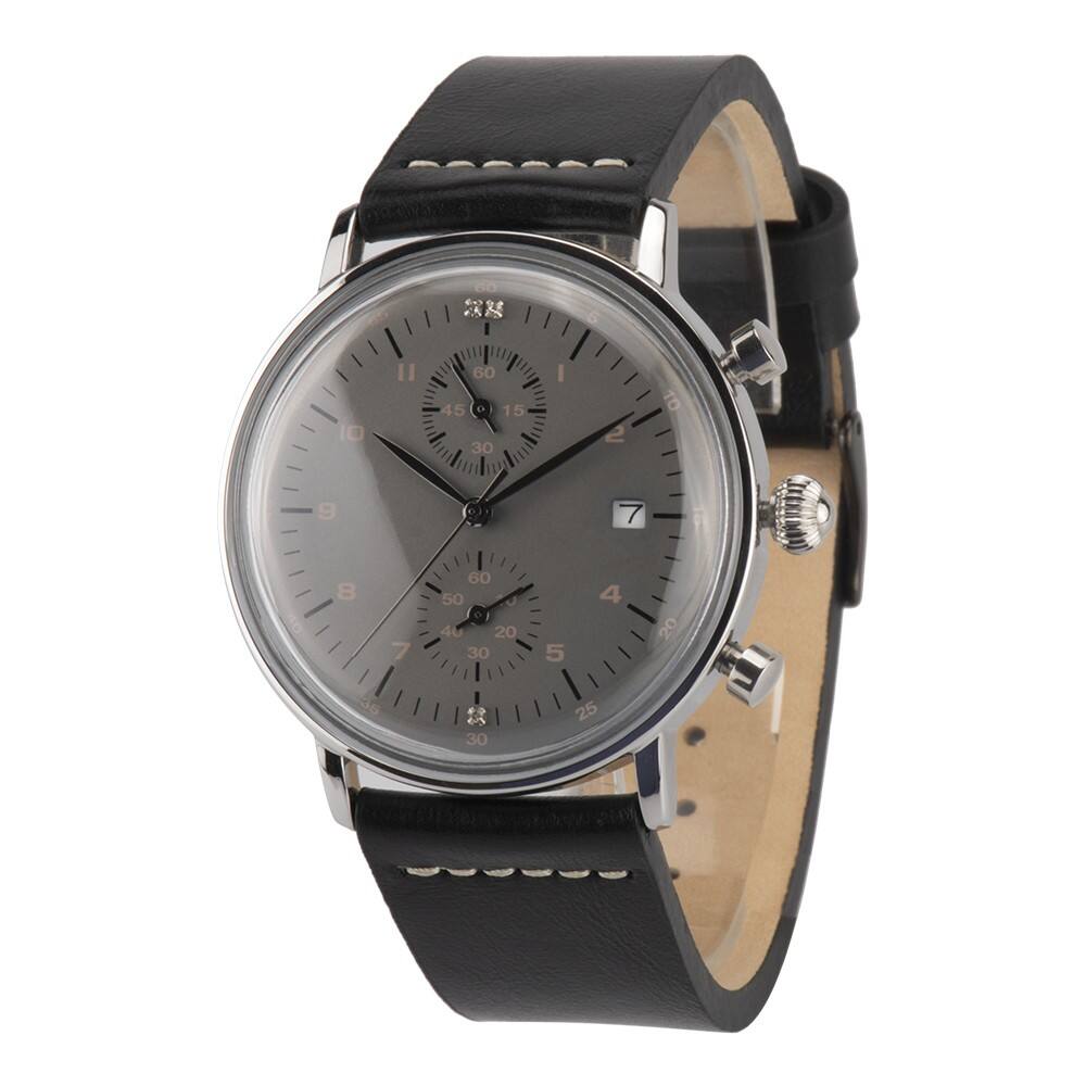 New style men women size stainless steel leather strap watch genuine leather band watch with chronograph movement wristwatch manufacture