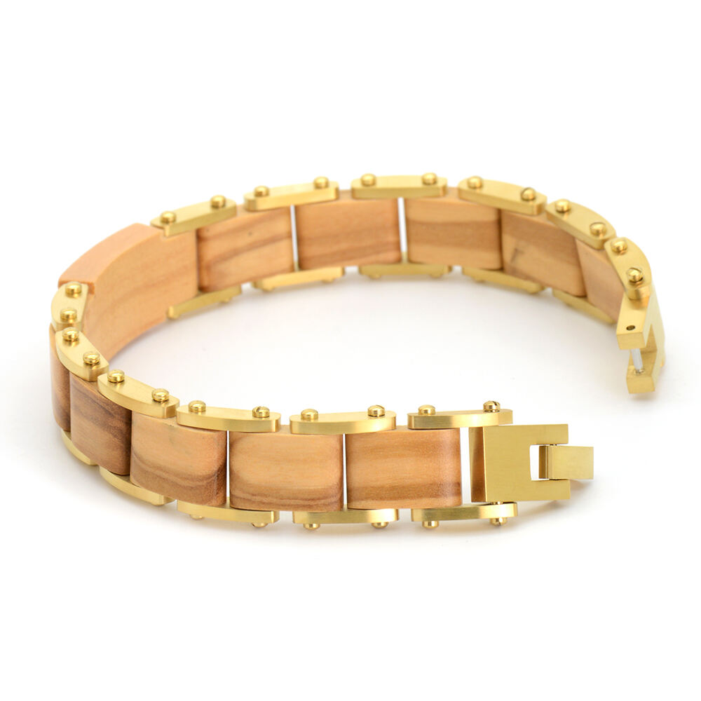 Wholesale bracelets China women luxury natural wood and stainless steel bracelet factory