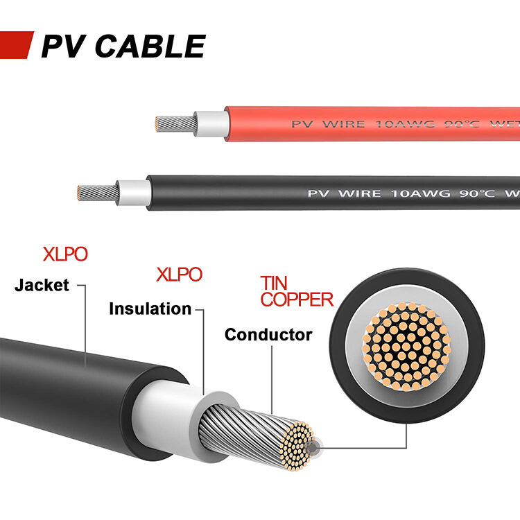 XLPO Tinned Copper Solar Single Wire 2.5MM 4MM 6MM 10MM 16MM 35MM PV Cable Solar Panel DC Power Cable manufacture