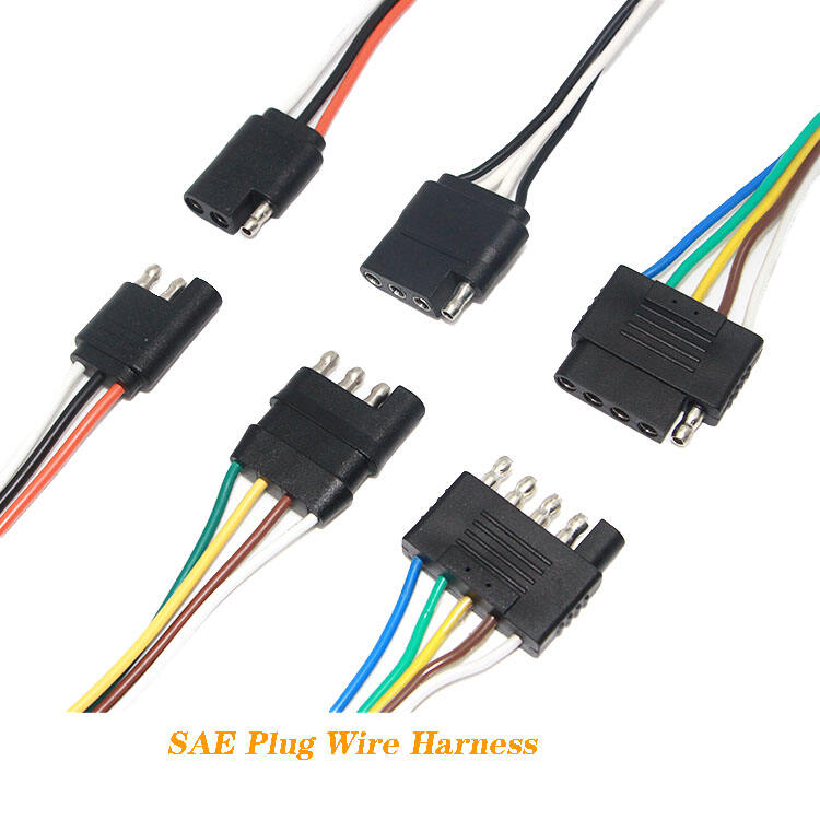 Electrical Truck Trailer Wiring Harness Cable 4 Way 2 Pin 3Pin SAE Connector Plug manufacture