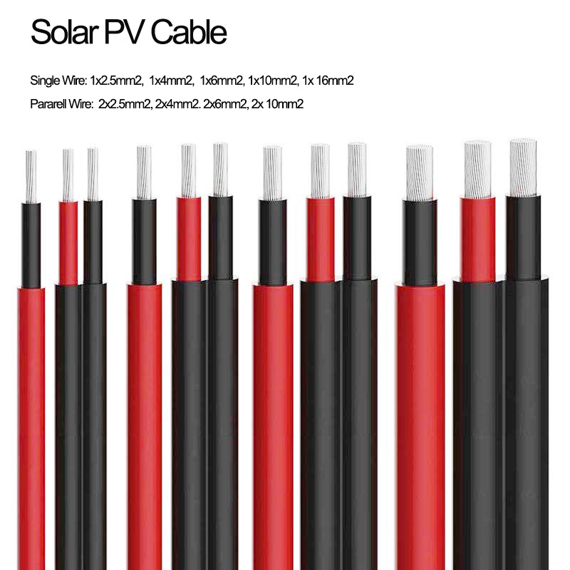 XLPO Tinned Copper Solar Single Wire 2.5MM 4MM 6MM 10MM 16MM 35MM PV Cable Solar Panel DC Power Cable factory