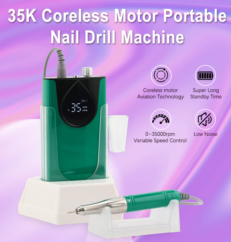 SN363M Professional 35000 RPM Portable Nail Drill 65W Charging File Nail Drill Aluminum Alloy Coreless Nail drill Machine manufacture