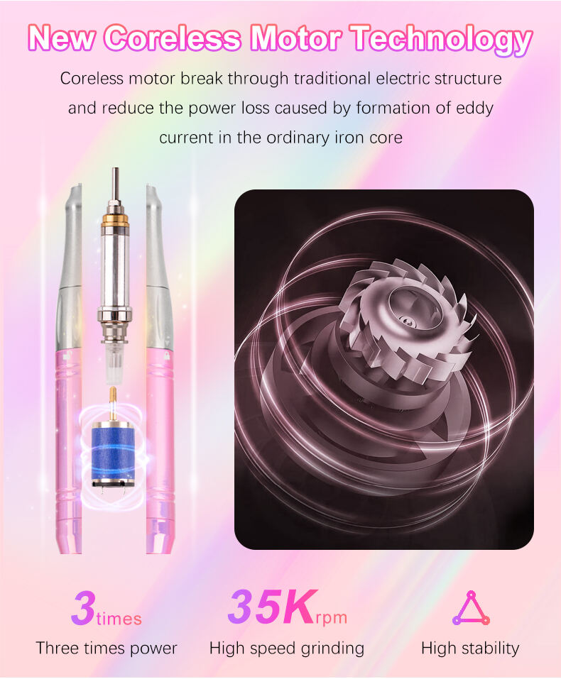 SN357M Beautiful And Rechargeable 65W Nail Polishing Tool Nail Art File Head Manicure Kit Cordless 35000 rpm Electric Nail Drill manufacture